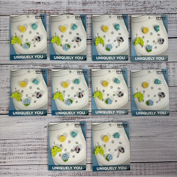 Crocs Jibbitz Charms UGH 5 Pack Flower Sucker Butterfly Button Lot of 10 Packs - Picture 1 of 5